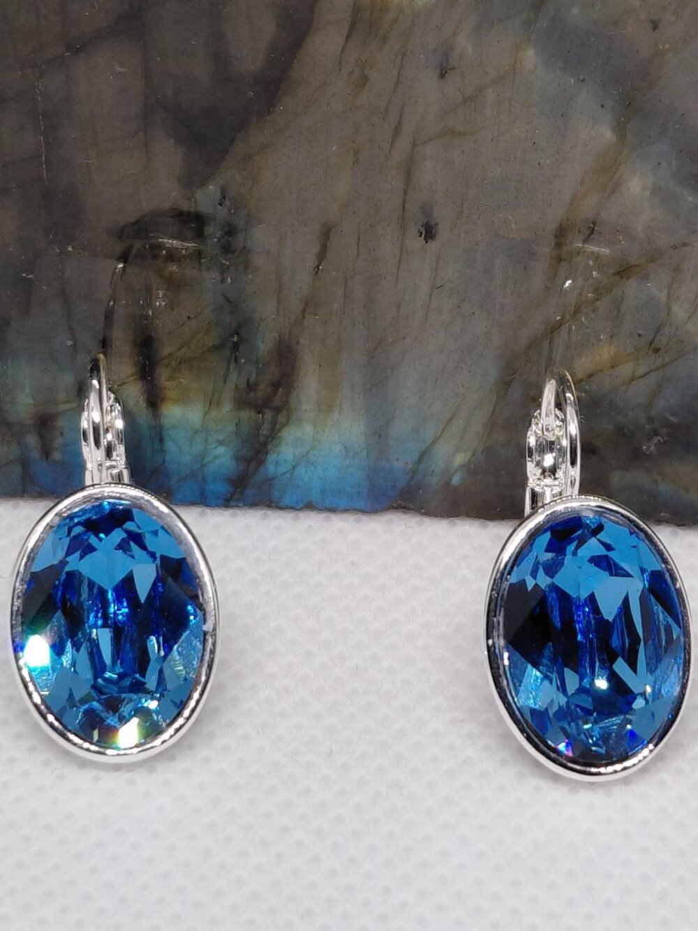 Artisan Handmade Ocean Blue Swarovski Crystal Drop Earrings